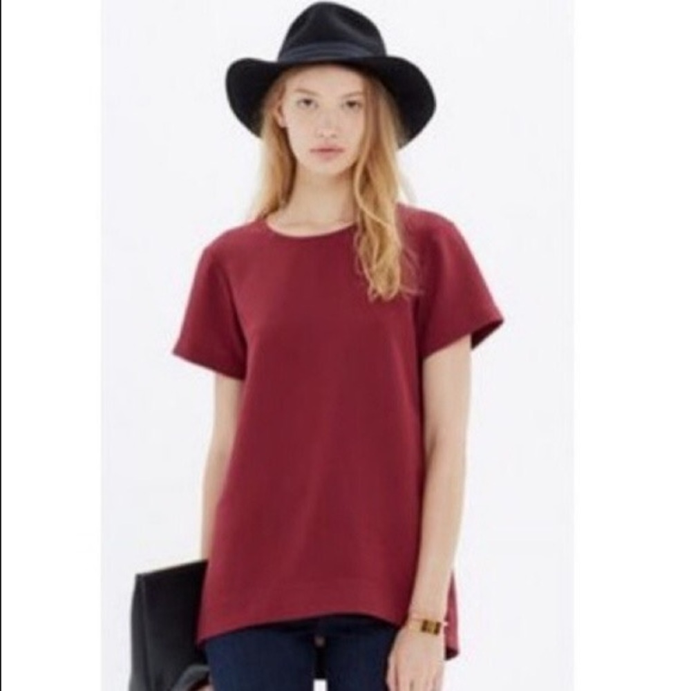Madewell Wine Short-Sleeve Crewneck Blouse